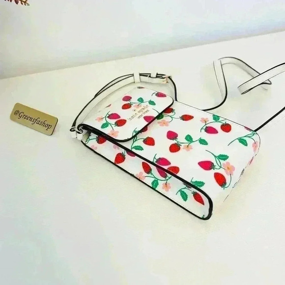 Kate Spade Purse Strawberry Vine North South Phone Crossbody - Picture 3 of 10